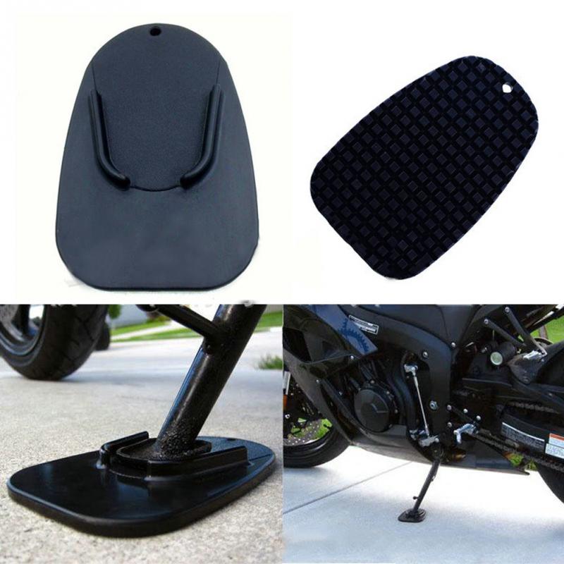 1pc Black Universal Motorcycle Plastic Side Stand Moto Bike Kickstand Non-slip Plate Side Extension Support Foot Pad Base