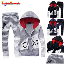 Load image into Gallery viewer, men set letter sportswear sweatsuit Mens 5XL large size sporting suits Tracksuit male sweat track suit jacket hoodie with pants