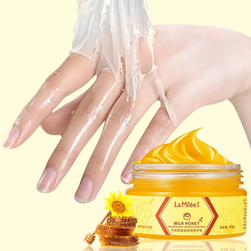 LAMILEE Milk Honey Hand Mask Hand Wax Moisturizing Whitening Skin Care Exfoliating Calluses Hand Film Hands Care Cream 110g