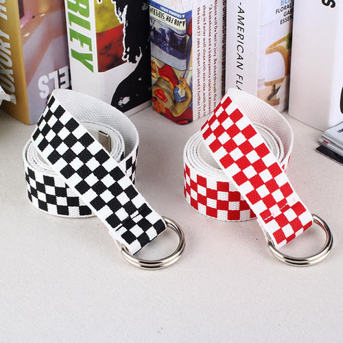 Hot Canvas Belts Canvas Waist Belts Checkerboard Casual Checkered 2019 Waistband Black White Plaid Belt For Women Fanny Band