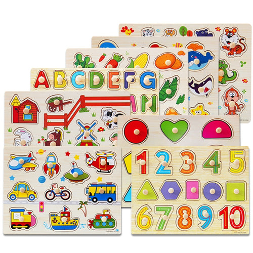 High quality 30CM animal digital letter hand grab board 3D puzzle Invigorating baby wooden toy