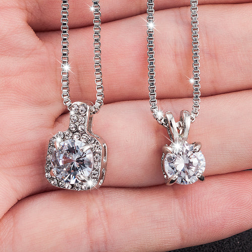 2019 Classic Wedding Crystal Silver Color Pendant Necklace for Women Trendy Rhinestone Collar Necklace Jewelry