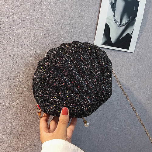 Shoulder Handbags Shell Bag Chain Cute Sequins Small Bag Phone Money Pouch Zipper Crossbody Bags for Women 2019 Bolsa Feminina