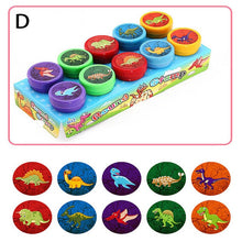 Load image into Gallery viewer, 10pcs/Set Children Toy Stamps Cartoon Animals Fruits Traffic Smile Kids Seal For Scrapbooking Stamper DIY cartoon stamper Toys