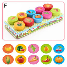 Load image into Gallery viewer, 10pcs/Set Children Toy Stamps Cartoon Animals Fruits Traffic Smile Kids Seal For Scrapbooking Stamper DIY cartoon stamper Toys