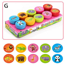 Load image into Gallery viewer, 10pcs/Set Children Toy Stamps Cartoon Animals Fruits Traffic Smile Kids Seal For Scrapbooking Stamper DIY cartoon stamper Toys