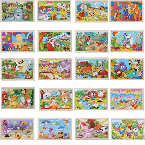 High quality  22.5 * 15 cm wooden large 24 cartoon animal baby puzzle children wooden educational toys girl boy