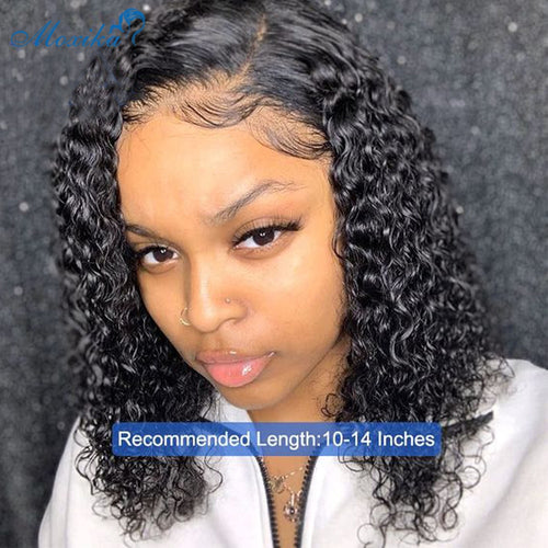 Moxika 13*4 Lace Front Bob Curly Wig Pre-Plucked Brazilian Curly Human Hair Wigs 150% Density Short Bob Wigs Remy Hair Wig 8-14