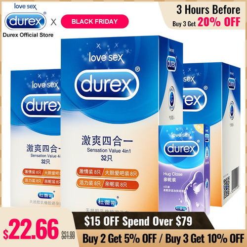 Durex Condom  4 Types Ultra Thin Cock Condom Intimate Goods Sex Products Natural Rubber Latex Penis Sleeve Sex For Men