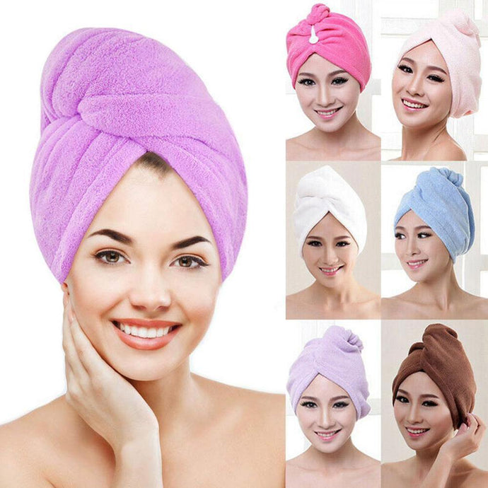 1PC Microfiber Hair Fast Drying Dryer Towel Bath Wrap Hat Quick Cap Turban Dry Quick Drying Lady Household Hair towel Bath Tool