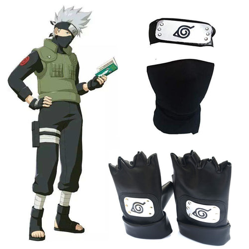 Anime Hapyto Hatake Kakashi Headband Face Mask Gloves Weapon Pack Cosplay Prop