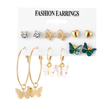 Load image into Gallery viewer, FNIO Women&#39;s Earrings Set Pearl Earrings For Women Bohemian Fashion Jewelry 2020 Geometric Crystal Heart Stud Earrings