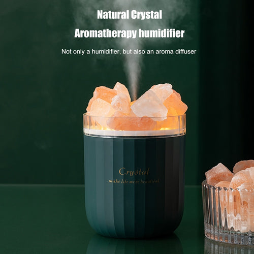 Portable Crystal Aromatheraphy Humidifier Wireless Aroma Essential Oil Diffuser LED Light Himalayan Salt Cool Mist Humidifier