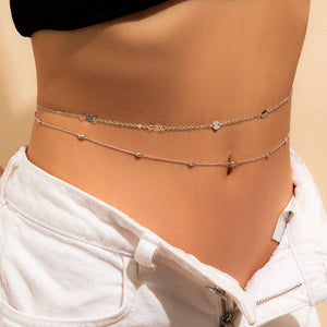 Sexy Vintage Aesthetic Belly Chain Thin Beads Link Body Chain Waist Chain Belt Y2K Streetwear Summer Women Fashion Body Jewelry