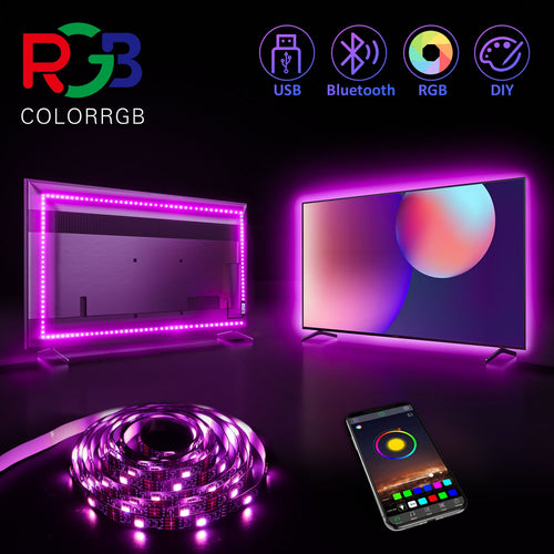 ColorRGB, Backlight for tv , USB Powered LED strip light ,RGB5050 For 24 Inch-60 Inch TV,Mirror,PC, APP Control Bias