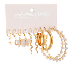 Load image into Gallery viewer, FNIO Women&#39;s Earrings Set Pearl Earrings For Women Bohemian Fashion Jewelry 2020 Geometric Crystal Heart Stud Earrings