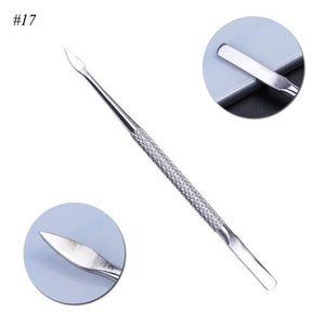 1Pcs Dual-end Nail Cuticle Pusher Spoon Stainless Steel UV Gel Polish Removal Trimmer Dead Skin Grinding Rod Manicure Tool JIA17