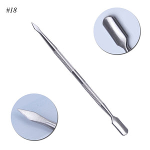 1Pcs Dual-end Nail Cuticle Pusher Spoon Stainless Steel UV Gel Polish Removal Trimmer Dead Skin Grinding Rod Manicure Tool JIA17