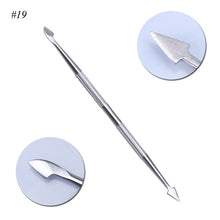 Load image into Gallery viewer, 1Pcs Dual-end Nail Cuticle Pusher Spoon Stainless Steel UV Gel Polish Removal Trimmer Dead Skin Grinding Rod Manicure Tool JIA17