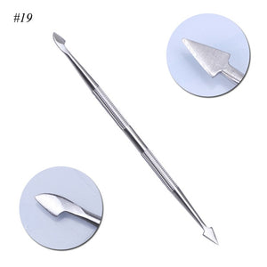 1Pcs Dual-end Nail Cuticle Pusher Spoon Stainless Steel UV Gel Polish Removal Trimmer Dead Skin Grinding Rod Manicure Tool JIA17