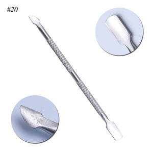 1Pcs Dual-end Nail Cuticle Pusher Spoon Stainless Steel UV Gel Polish Removal Trimmer Dead Skin Grinding Rod Manicure Tool JIA17