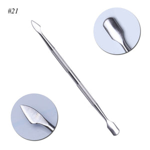 1Pcs Dual-end Nail Cuticle Pusher Spoon Stainless Steel UV Gel Polish Removal Trimmer Dead Skin Grinding Rod Manicure Tool JIA17