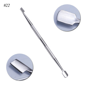 1Pcs Dual-end Nail Cuticle Pusher Spoon Stainless Steel UV Gel Polish Removal Trimmer Dead Skin Grinding Rod Manicure Tool JIA17