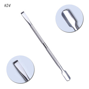 1Pcs Dual-end Nail Cuticle Pusher Spoon Stainless Steel UV Gel Polish Removal Trimmer Dead Skin Grinding Rod Manicure Tool JIA17