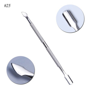 1Pcs Dual-end Nail Cuticle Pusher Spoon Stainless Steel UV Gel Polish Removal Trimmer Dead Skin Grinding Rod Manicure Tool JIA17