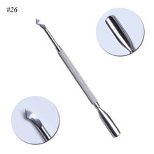 Load image into Gallery viewer, 1Pcs Dual-end Nail Cuticle Pusher Spoon Stainless Steel UV Gel Polish Removal Trimmer Dead Skin Grinding Rod Manicure Tool JIA17