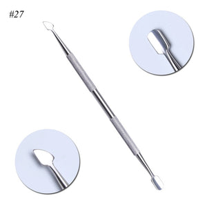 1Pcs Dual-end Nail Cuticle Pusher Spoon Stainless Steel UV Gel Polish Removal Trimmer Dead Skin Grinding Rod Manicure Tool JIA17