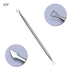 1Pcs Dual-end Nail Cuticle Pusher Spoon Stainless Steel UV Gel Polish Removal Trimmer Dead Skin Grinding Rod Manicure Tool JIA17