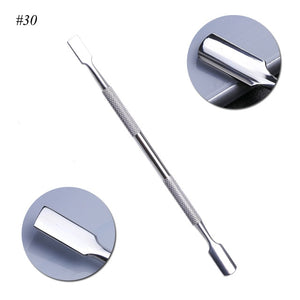 1Pcs Dual-end Nail Cuticle Pusher Spoon Stainless Steel UV Gel Polish Removal Trimmer Dead Skin Grinding Rod Manicure Tool JIA17