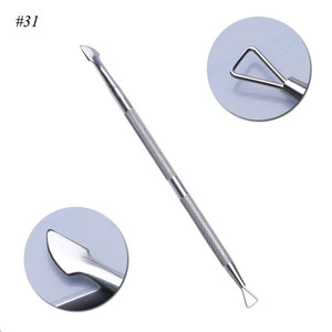 1Pcs Dual-end Nail Cuticle Pusher Spoon Stainless Steel UV Gel Polish Removal Trimmer Dead Skin Grinding Rod Manicure Tool JIA17