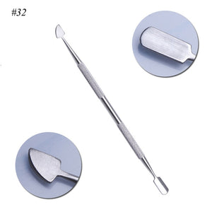 1Pcs Dual-end Nail Cuticle Pusher Spoon Stainless Steel UV Gel Polish Removal Trimmer Dead Skin Grinding Rod Manicure Tool JIA17